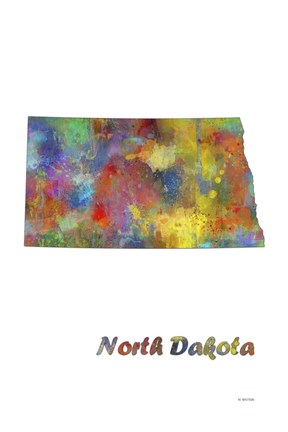 Framed North Dakota  State Map 1 Print