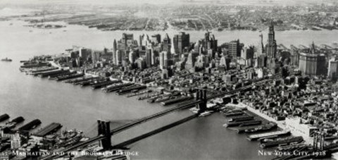 Framed Manhattan &amp; Brooklyn Bridge Print