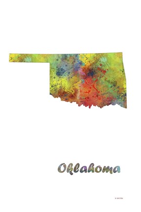Framed Oklahoma State Map 1 Print