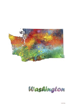Framed Washington State Map 1 Print