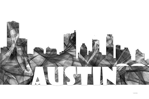 Framed Austin Texas Skyline BG 2 Print