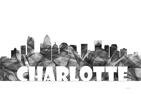 Framed Charlotte NC Skyline BG 2 Print
