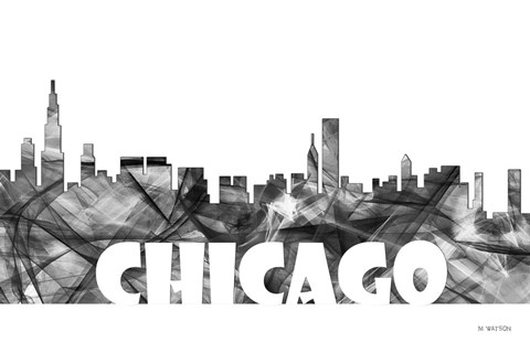 Framed Chicago Illinois Skyline BG 2 Print