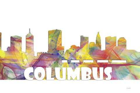 Framed Columbus Ohio Skyline Multi Colored 2 Print