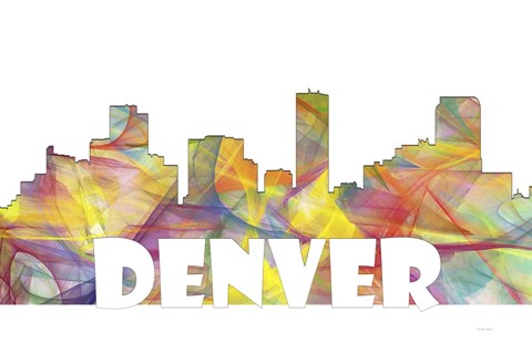 Framed Denver Colorado Skyline Multi Colored 2 Print