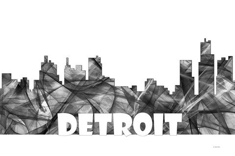 Framed Detroit Michigan Skyline BG 2 Print