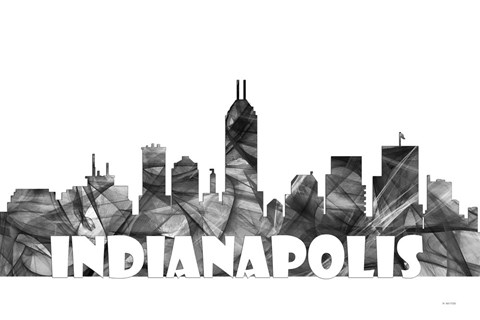 Framed Indianapolis Indiana Skyline BG 2 Print