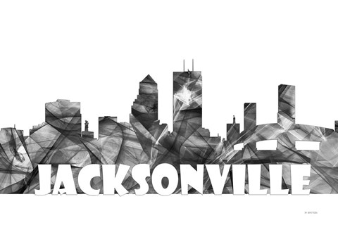 Framed Jacksonville Florida Skyline BG 2 Print