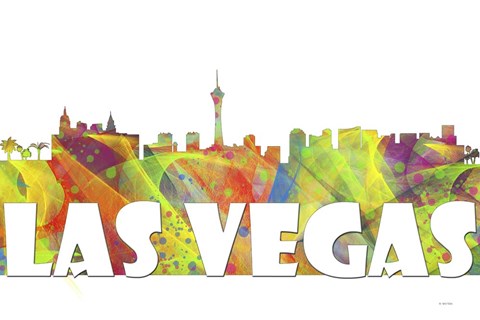 Framed Las Vegas Nevada Skyline Clr 2 Print
