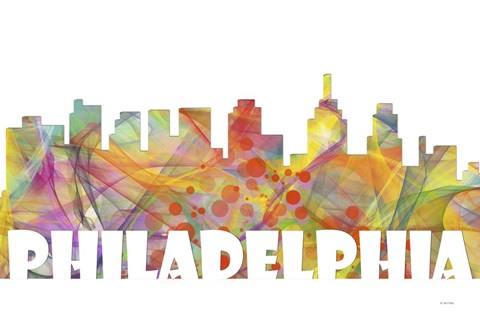 Framed Philadelphia Skyline Multi Colored 2 Print
