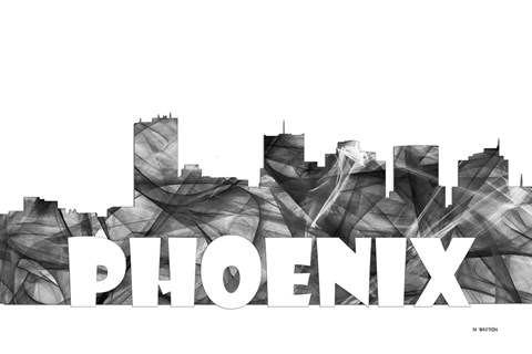 Framed Phoenix Arizona Skyline BG 2 Print