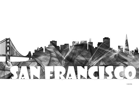 Framed San Francisco California Skyline BG 2 Print