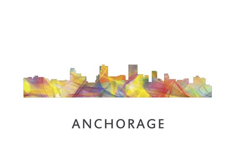 Framed Anchorage Alaska Skyline Print