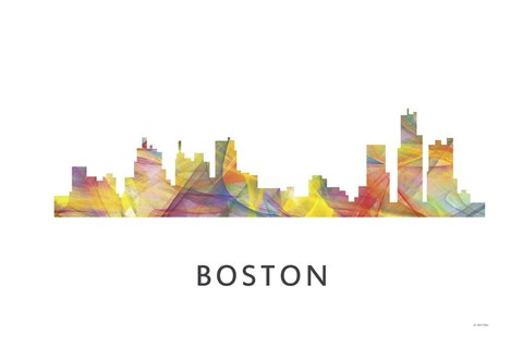 Framed Boston Mas .Skyline Print