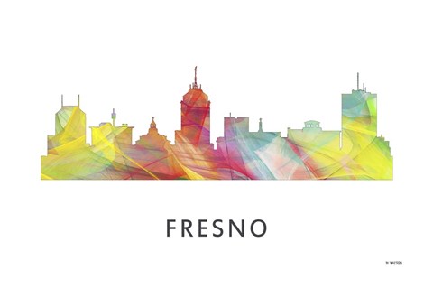 Framed Fresno California Skyline Print
