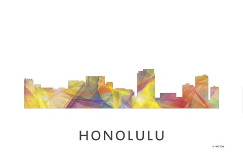 Framed Honolulu Hawaii Skyline Print