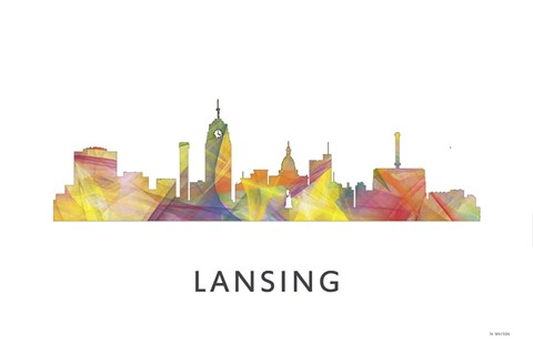 Framed Lansing Michigan Skyline Print