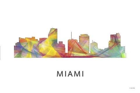 Framed Miami Florida Skyline Print