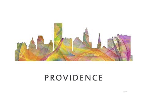 Framed Providence Rhode Island Skyline Print