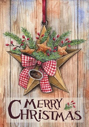 Framed Merry Christmas Barn Star Print