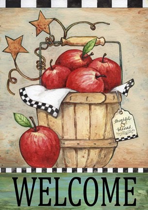 Framed Welcome Apple Basket Print