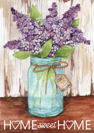 Framed Lilacs Home Sweet Home Jar Print