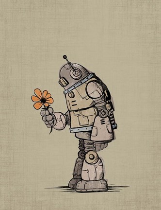 Framed Robot Flower Print