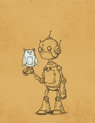 Framed Robot Owl Print