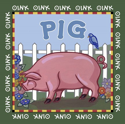 Framed Apple Pig Print