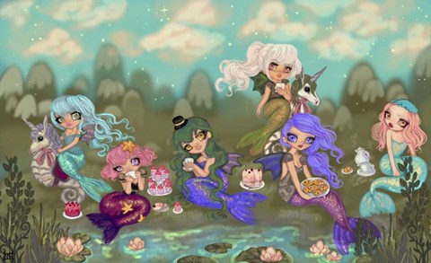 Framed Mermaids Tea Party Print