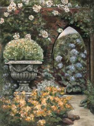 Framed Walkway to Garden Print