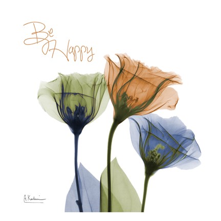 Framed Gentian Be Happy Print