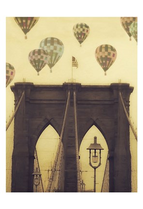 Framed Bridge Balloons Vert Print