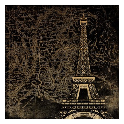 Framed Eiffel Map Print