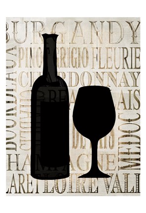 Framed Wine Silhouette 1 Print