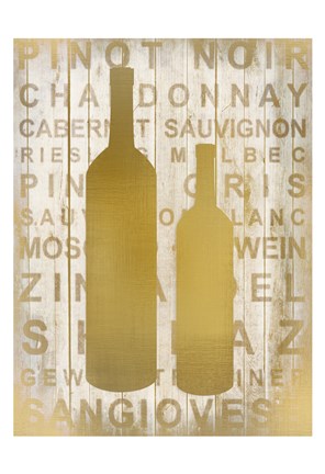 Framed Golden Wine Silhouette 2 Print