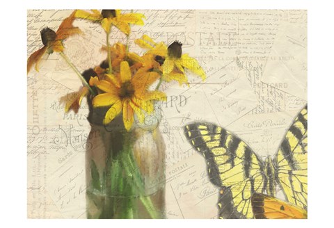 Framed Carte Postale Sunflowers Print