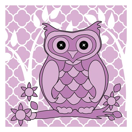 Framed Lilac Patterened Owl Print