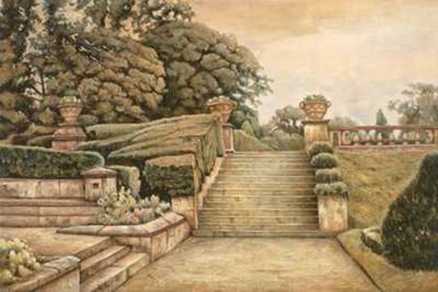 Framed Steps to the Garden I Print