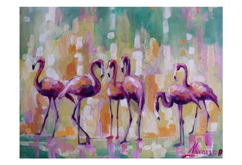 Framed Flamingo Rondevu 1 Print