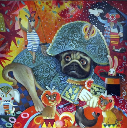 Framed Circus Pug Print