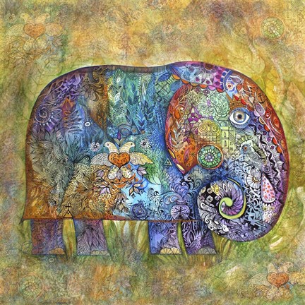 Framed Runes Elephant Print