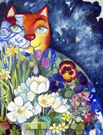 Framed Spring Cat Print