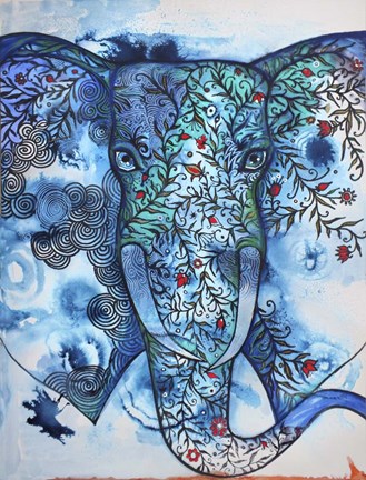 Framed Blue Elephant Print