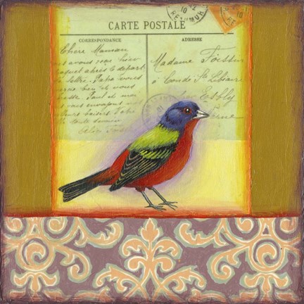 Framed Carte Postale Bird 1 Print