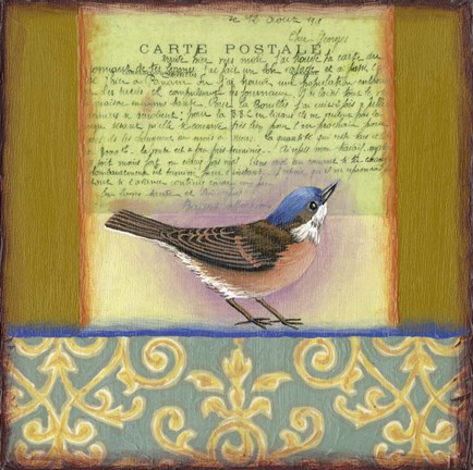 Framed Carte Postale Bird 3 Print
