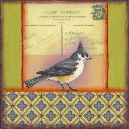 Framed Carte Postale Bird 5 Print