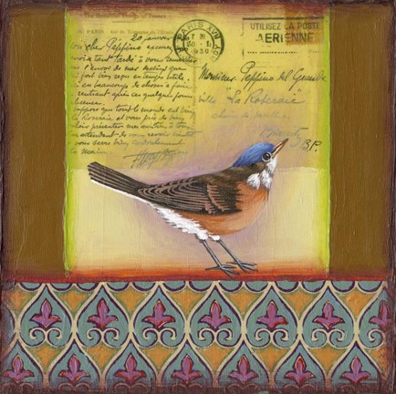 Framed Carte Postale Bird 6 Print