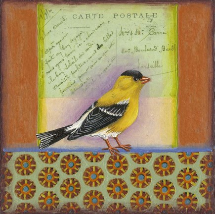 Framed Carte Postale Bird 7 Print