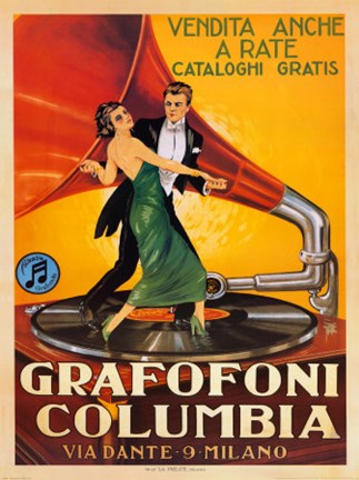Framed Grafofoni Columbia 1920 Print